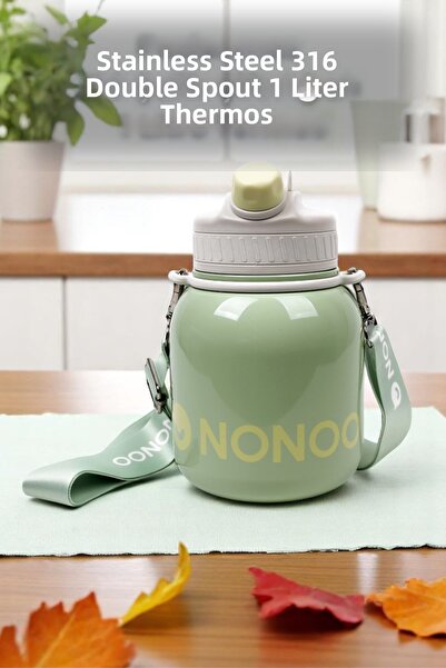 Sevinse Home Nonoo 316 Steel 1 Liter Green Thermos - Double Layer Insulation,...
