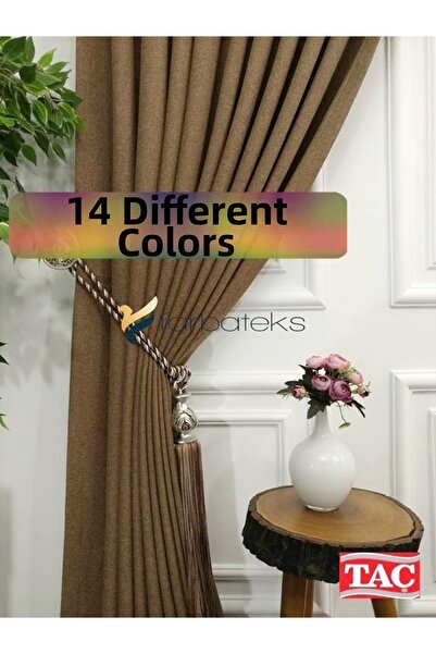 farbateks Light Brown Linen Backdrop Curtain 1E3 Draped Pleated Backdrop Curtain