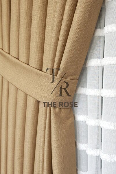 The Rose Linen Backdrop Curtain, Camel Hair, Panel Backdrop, Tight Pleat, Bel...