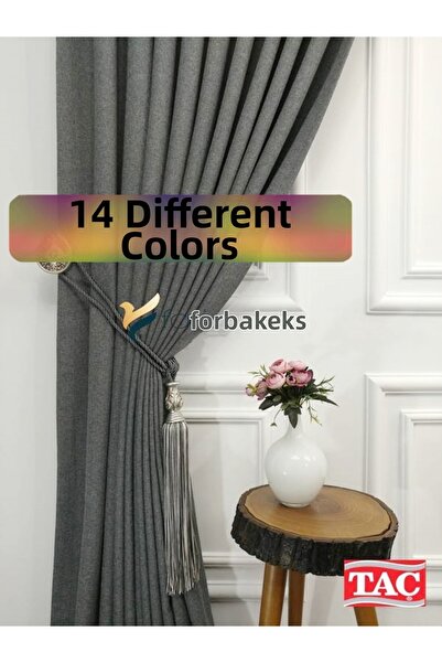 farbateks Grey Linen Background Curtain 1E3 Draped Pleated Background Curtain