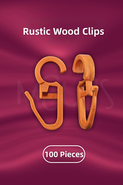 Moud's Clip pentru perdea rustică culoare stejar 100 buc