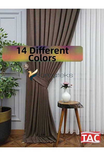 farbateks Brown Background Curtain 1E3 Draped Pleated Background Curtain