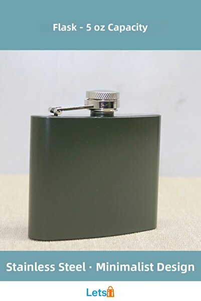 Letsii قارورة ماء من الفولاذ المقاوم للصدأ بلون الكاكي سعة 5 أونصات