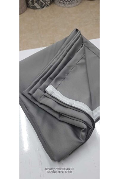 SHY TEKSTİL Сива завеса за фон с сенник - едноцветна, шевна, с ефект на затъм...