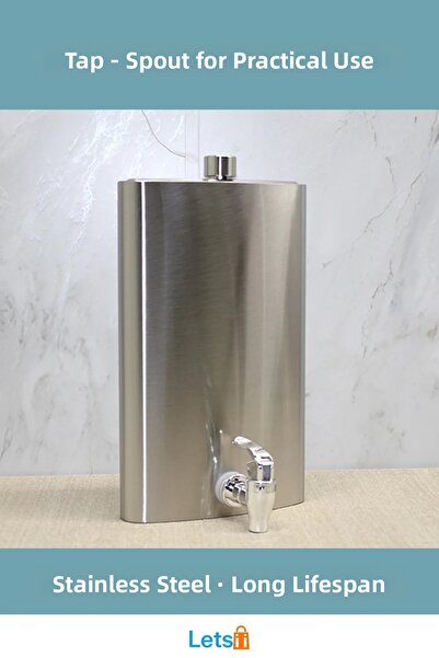 Letsii زجاجة مياه ذات سعة كبيرة مع صنبور من الفولاذ المقاوم للصدأ