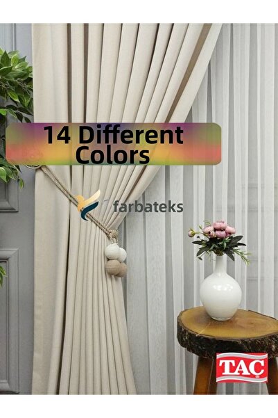 farbateks Ecru Linen Background Curtain 1E3 Draped Pleated Background Curtain
