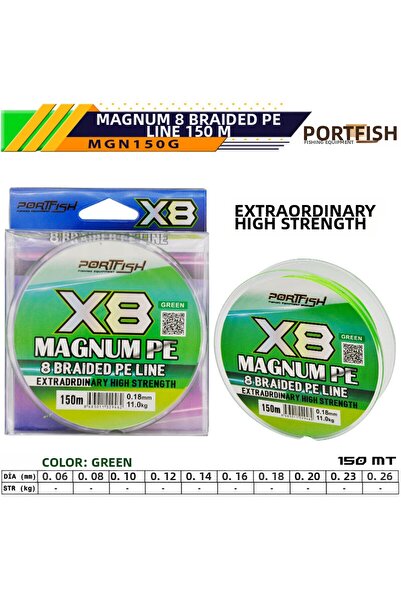 Port Fish Portfish Magnum 8 Ply Line Fishing Line 150 Mt Green