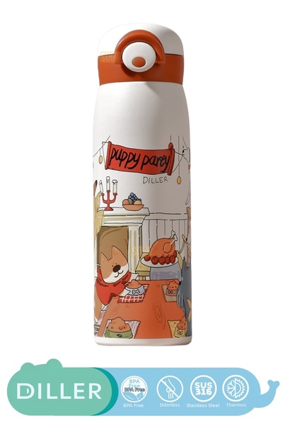 DILLER 500ml New Collection Cute Animals Patterned Comfortable Drinking Locke...