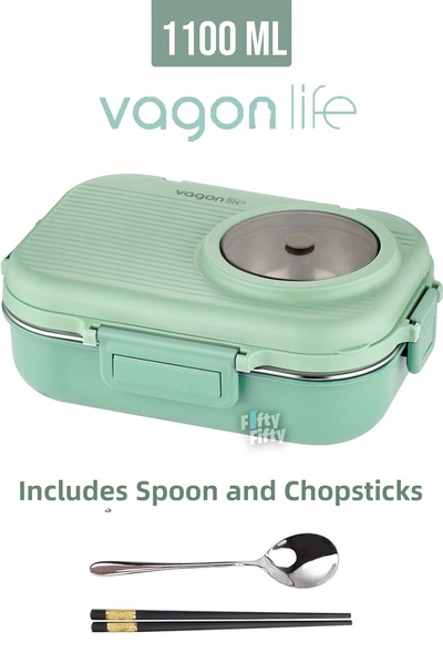 Vagonlife وعاء حساء 1100 مل - صندوق غداء بينتو من الفولاذ المقاوم للصدأ مع مل...