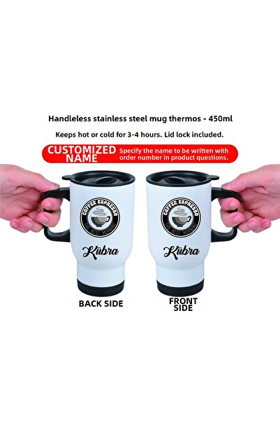 DKDZ SHOP Steel Cup Thermos with Handle - 450Mlt Name B Printed - Soz04