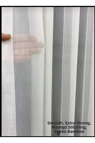 venedik home Bamboo Tulle Curtain Without Piles Extrafor Drawstring Ultra Gra...