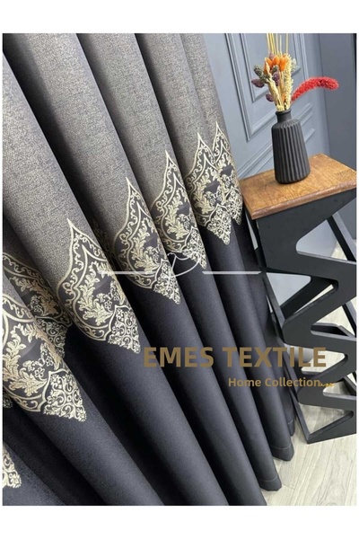 Perde Pendik Anthracite Gray Panel Background Curtain - Single Wing