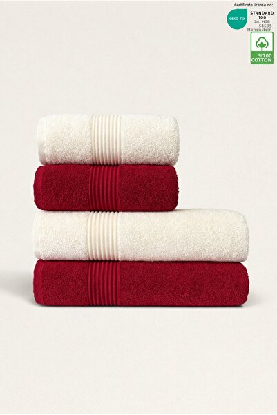 Ellaline 4-Piece Bath Towel Set 100% Cotton Certified Body and Head |   Dowry...