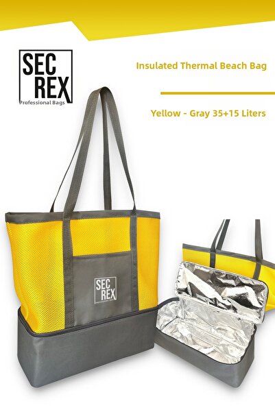 SECREX Термо плажна чанта, термоизолирана чанта за пикник и къмпинг с кубче л...