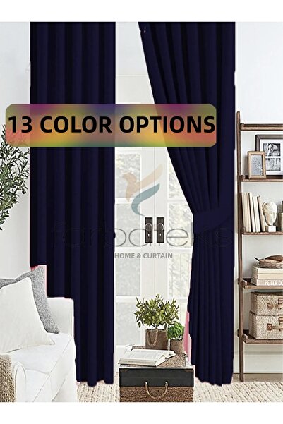 farbateks ستارة خلفية سوداء سميكة بلون أزرق داكن