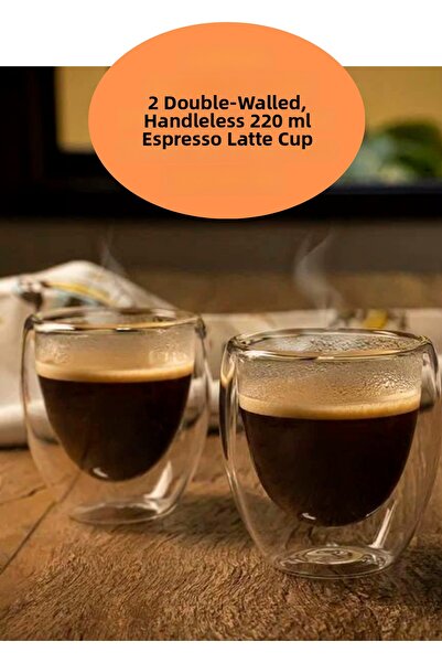 BRE HOME 2Pcs Hope Xing Double-Walled Glass Coffee Mug Bpa Free Glass Oval-Sh...