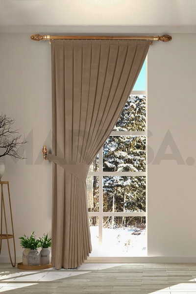 MARİTSA Nubuck Series Light Brown Close Pleat (1x3) Single Wing Background Cu...