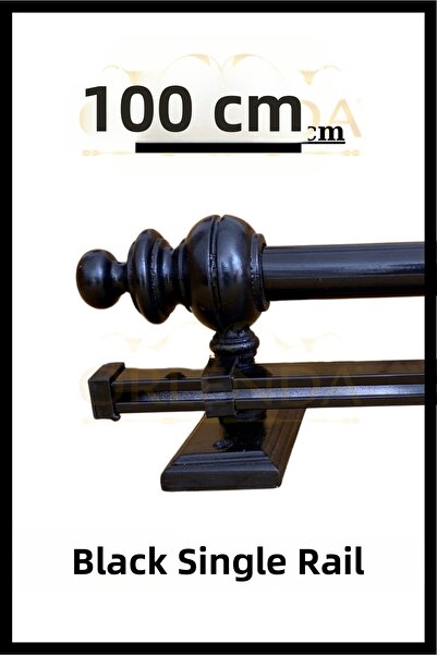 Orlenda Rustic Curtain Rail - 100cm - Wood and Aluminum Pipe