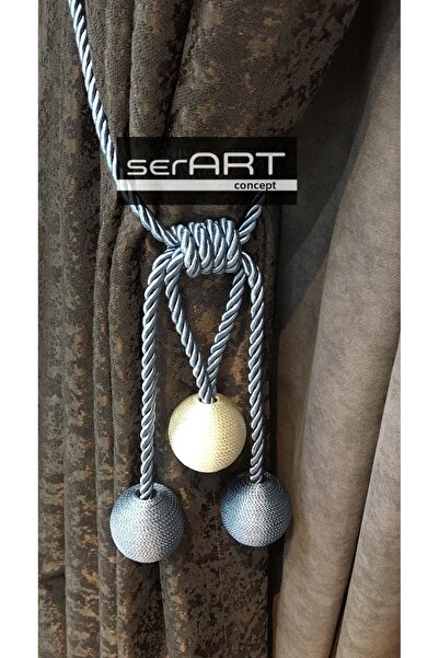 serART Kiraz 3 perdea de fundal cu bile, perdea cu două rânduri, perdea de ta...