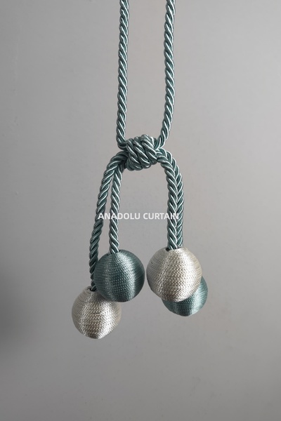 GLOMAR Κρέμα δέσιμο κουρτίνας φόντου με 4 μπάλες - Πολυτελής κορνίζα οροφής A...