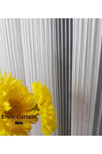 ervin Sparse Pleated Akita Thick Striped Tulle Curtain – Modern Minimal Strip...