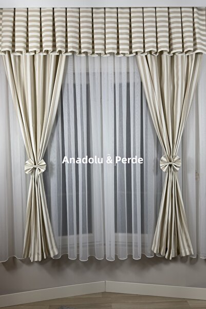 GLOMAR 1/3 раирана норка с шарка - рустик къса кухненска завеса с волани