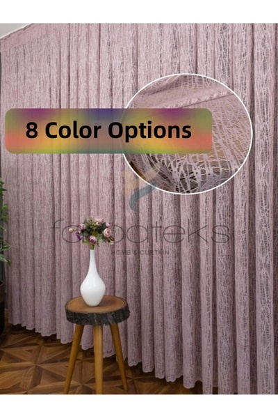 farbateks Κουρτίνα από τούλι σε ροζ χρώμα με 2 στρώσεις πλισέ, Νέα μόδα κουρτ...