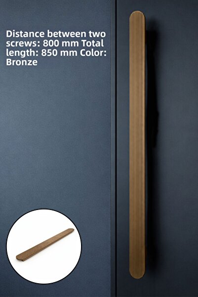 Badem10 Mâner pentru sertar modern, în dungi, bronz, Anzer, 800 mm, mâner pen...