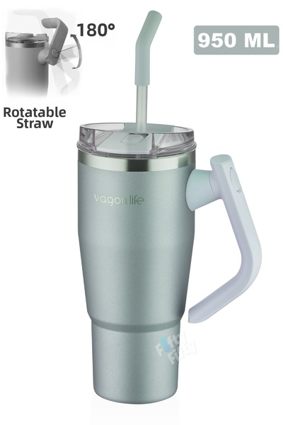 Vagonlife ترمس من الفولاذ المقاوم للصدأ - قطع مريح، كوب بهلوان سعة 0.94 مل/34...