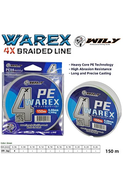Wily Warex 4 Ply Fishing Line 100 Mt Green 0,26