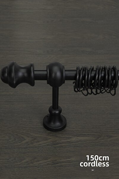 wenthi Suport pentru perdea rustic din lemn negru Venti 150 Cm