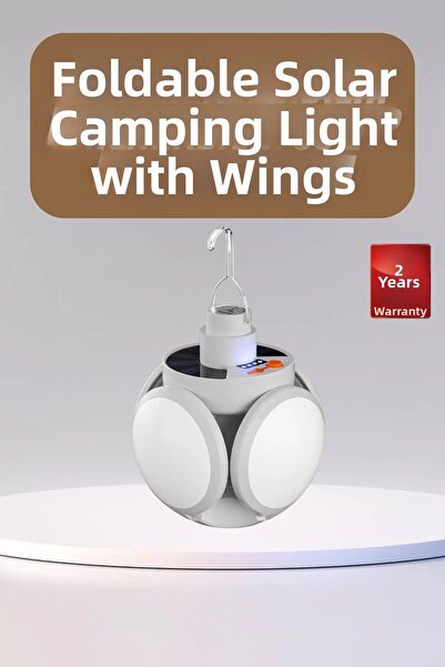 Twin Store مي للواردات ®   مصباح تخييم قابل للطي مع 5 أجنحة يعمل بالطاقة الشمسية