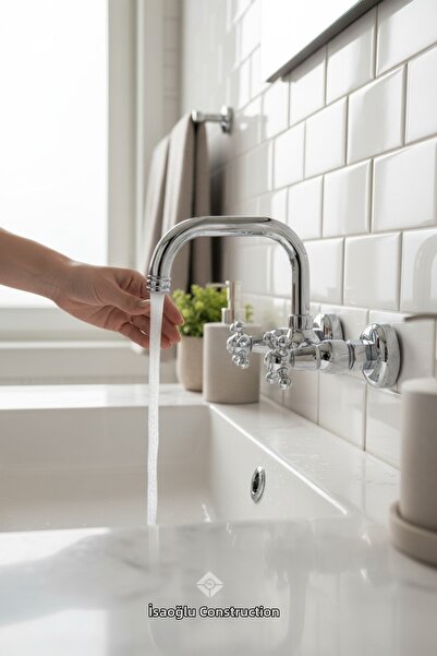 İSAOĞLU YAPI Wall-Mounted Kitchen and Bathroom Faucet Retro Classic Design Sw...