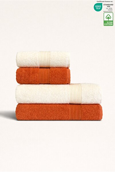 Ellaline 4-Piece Bath Towel Set 100% Cotton Certified Body and Head |   Dowry...