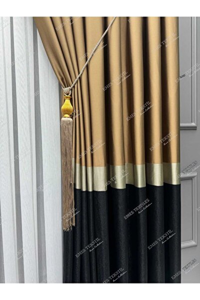 Perde Pendik ستارة خلفية، أزرا، لوكس، بني ذهبي أسود، ستارة معتمة، ستارة خلفية...