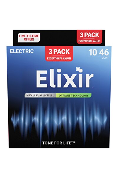 Elixir 010-046 Optiweb Electric Guitar Strings Economical 3-Piece Set (16572)