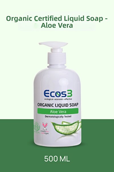 Ecos3 صابون سائل عضوي بالصبار 500 مل - نباتي، للبشرة الحساسة، صديق للبيئة، لا...