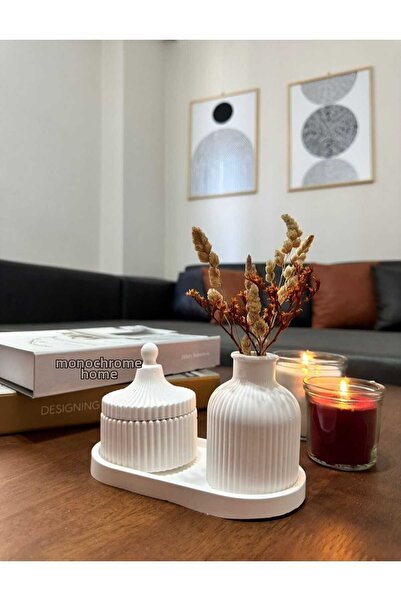 Bernami Set de 3 vaze decorative Pinterest pentru prezentare, alb