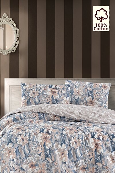 CAQQA bumbac 100% Set de lenjerie de pat dublu Joly Blue