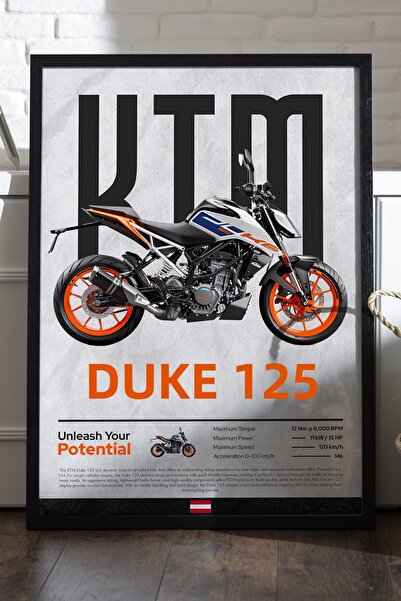 Duvarda Αφίσα KTM Duke 125 με μαύρο ξύλινο πλαίσιο, διακοσμητικός πίνακας τοί...