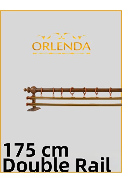 Orlenda Алуминиева завеса с дървена глава от череша, рустик, с двойна релса, ...