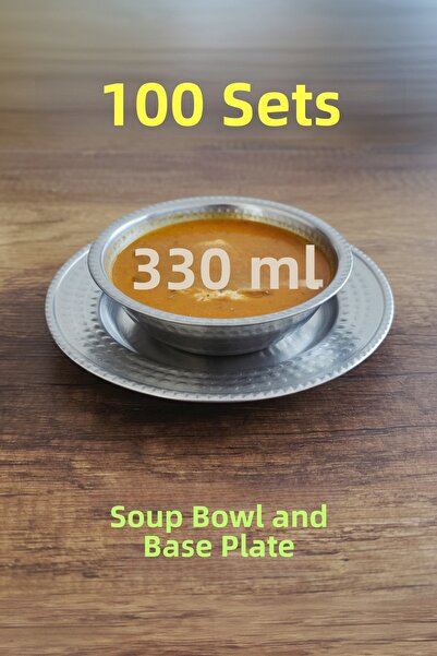 Binbir Trend Attractive Hammered Pattern Soup Bowl and Saucer Set, Soup Bowl ...