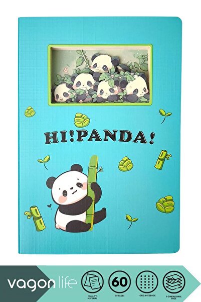 Vagonlife Νέα συλλογή Pandas 3D Layered Illustration Art Design Dotted Notebo...