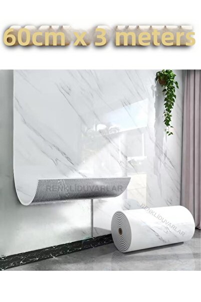 Renkli Duvarlar ورق حائط رخامي لاصق قابل للمسح بطول 60 سم × 3 أمتار من قطعة و...