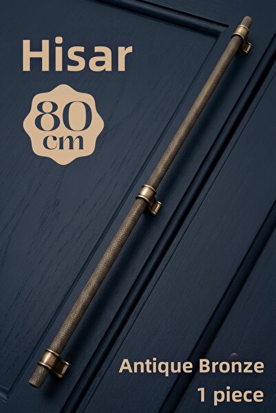 Badem10 Mâner din metal galben antic Hisar, 800 mm, cu model zimțat, pentru m...