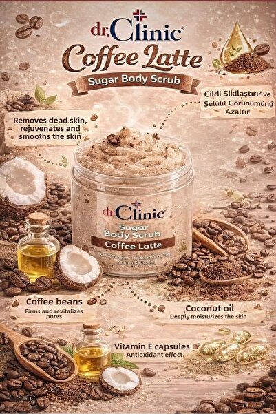 Dr. Clinic Dr.Clinic Sugar Body Scrub Coffee Latte 250 ml