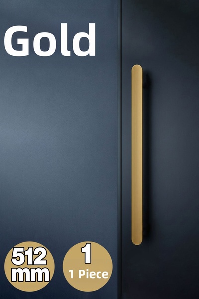 Badem10 Anzer Striped (Gold) Drawer Handle 512 mm Long Metal Modern Door Hand...