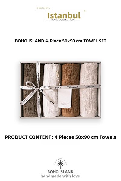 İyi Geceler İstanbul 100% Cotton Boho Island 50X90 cm 4-Piece Towel Set