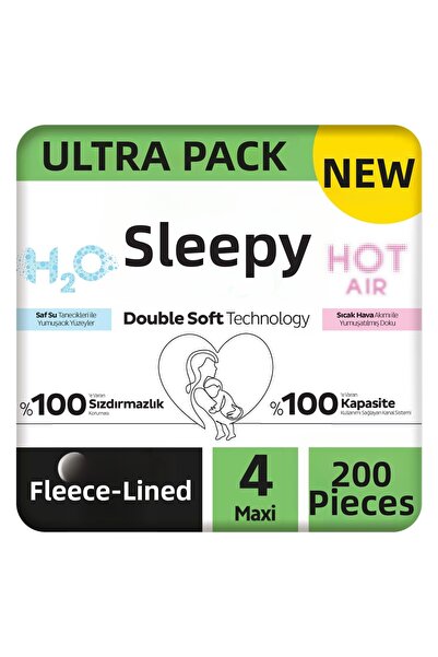 Sleepy حفاضات أطفال طبيعية مزدوجة النعومة فائقة الامتصاص مقاس 4 ماكسي 200 قطعة
