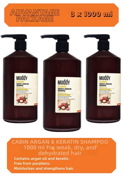 Muddy شامبو إيزيف كوري المضاد للرطوبة - الأرجون والكيراتين 1000 مل × 3